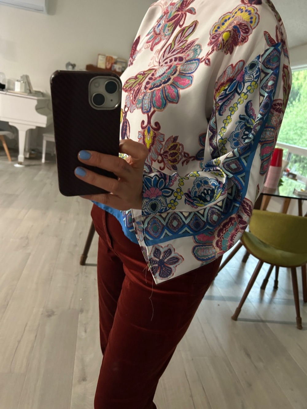 Zara White Floral Paisley Long-Sleeve Top